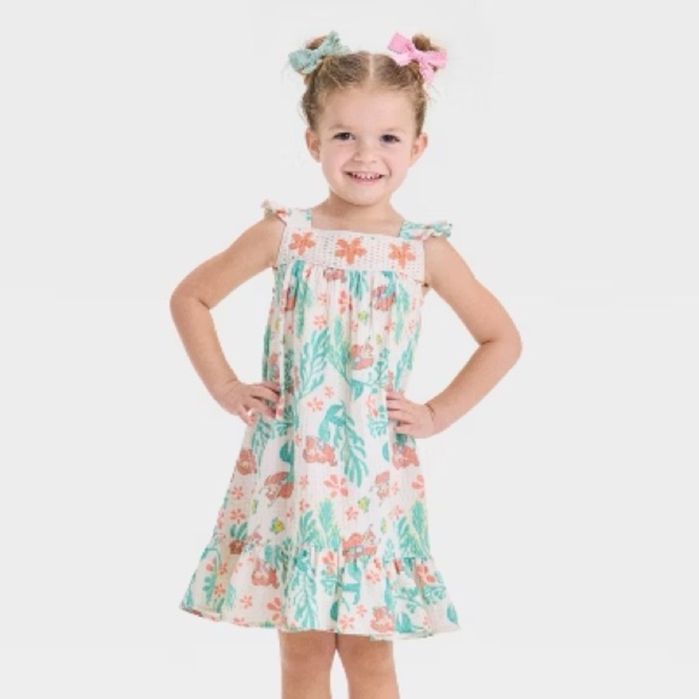 NWT Toddler Girls Disney Ariel The Little Mermaid Printed Woven Gauze Dress 5T
